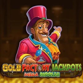 Gold Factory Jackpots Mega Moolah by Aurum Signature Studios, showcased at spinsmacho.com.de – game logo