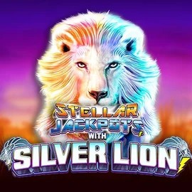 Stellar Jackpots with Silver Lion online game logo by Lightning Box Game on spinsmacho.com.de